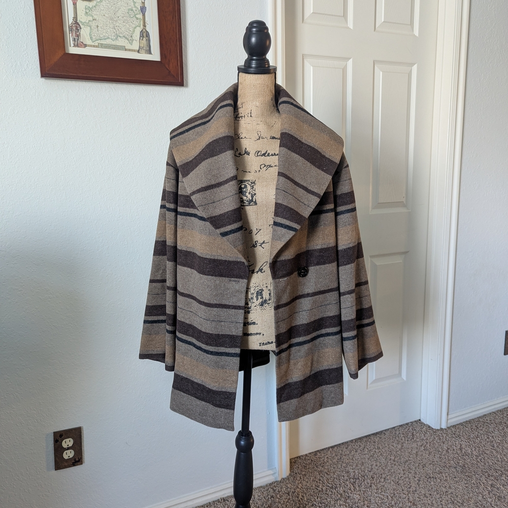 W by Worth Multicolor Striped Pea Coat - Picture 8 of 11